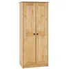 Image de Armoire BARRIO en pin massif style mexicain penderie pour vêtements avec 2 portes finition teintée/cirée