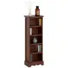 Image de Etagère musica, rangement pour cd avec 4 tablettes, au style maison de campagne, en bois de paulownia et mdf lasuré brun foncé