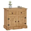 Image de Buffet SALSA commode bahut vaisselier en bois style mexicain avec 2 portes et 2 tiroirs en pin massif finition teintée/cirée