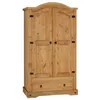 Image de Armoire SALSA penderie pour vêtements style mexicain avec 2 portes 1 étagère 1 tiroir en pin massif finition teintée/cirée