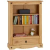 Image de Bibliothèque SALSA étagère en bois style mexicain avec 2 tablettes et 1 tiroir en pin massif finition teintée/cirée