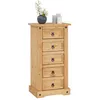 Image de Chiffonnier SALSA commode en bois style mexicain avec 5 tiroirs en pin massif finition teintée/cirée