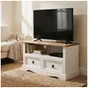 Image de Meuble tv campo avec 2 tiroirs, style mexicain en pin massif blanc et brun