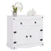 Image de Buffet Rural Avec 2 Tiroirs Et 2 Portes, Style Mexicain En Pin Massif Blanc