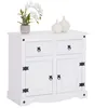 Image de Buffet salle à manger RURAL L 87 cm en bois massif blanc avec 2 tiroirs et 2 portes commode bahut vaisselier