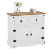Image de Buffet Campo Avec 2 Tiroirs Et 2 Portes, Style Mexicain En Pin Massif Blanc Et Brun