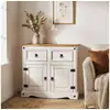 Image de Buffet salon campo l 87 cm bois massif, blanc et brun