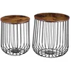 Image de Lot de 2 tables dappoint ERRANO paniers en métal tables à café tables basses rondes bouts de canapé vintage décor old style