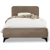 Image de Lit simple RAVELLO 90x190 cm Revêtement en tissu Lit style moderne pour 1 personne Cadre de lit avec sommier inclus Grège