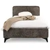 Image de Lit simple LEVERDA 90x190 cm Revêtement en tissu Lit style moderne pour 1 personne Cadre de lit avec sommier inclus Gris