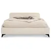Image de Lit double LEVERDA 140x190 cm Revêtement en tissu Lit style moderne pour 2 personnes Cadre de lit avec sommier inclus Blanc