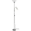 Image de Lampadaire/liseuse - Reality Leuchten - R4393-87 - 1x E27 - 1x E14 - Argent/vasques blanches