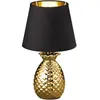 Image de Lampe de table - ANANAS - Céramique - Textile - H 35 cm - Or noir