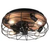 Image de Reality Trondheim Ventilateur de plafond Trondheim moderne à 4 lumières noir mat effet bois télécommande