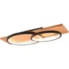 Image de Plafonnier led 30w, 3500lm, 3000k, noir mat, bois - trio - barca