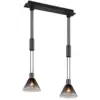 Image de Suspension 2xe27, verre fumé, noir mat - 55 cm - trio - stanley