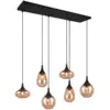 Image de Suspension 6xe14 40w verre ambre noir mat - trio - lumina