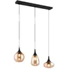 Image de Suspension 3 lampes culot E14 verre ambré métal noir - Trio - Lumina
