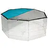Image de Enclos extérieur octogonal kerbl 8 panneaux galvanisé avec porte et pare-soleil 82708