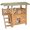 Image de Maisonnette pour chat - KERBL - Lodge - Bois - Marron / Vert - 77 x 50 x 73 cm