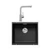 Image de Pack évier + mitigeur - BLANCO - Subline 500-U - Silgranit Anthracite - Mitigeur Lanora inox brossé - Pose sous plan