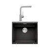 Image de Pack évier et mitigeur - BLANCO - SUBLINE 500-U - Silgranit noir - Mitigeur Lanora inox brossé - Sous plan 1 bac 53x46 cm