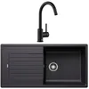 Image de Pack évier et mitigeur - BLANCO - ZIA XL 6 S - Silgranit noir - Mitigeur MIDA noir mat - Cuve XL 100x50 cm