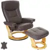 Image de Mca fauteuil relax hamilton, fauteuil de télévision, tabouret, cuir, charge 130kg marron, nature
