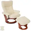 Image de Mca fauteuil relax montreal, fauteuil de télévision, tabouret, cuir, charge 130kg crème, doré