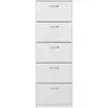Image de Meuble A Chaussures - Décor Blanc - 5 Abattants - 10 Paires - L58,5 X H168,5 X P17 Cm - Fabriqué En Allemagne