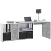 Image de Bureau D'angle Réversible "oxela" 135cm Gris & Blanc