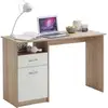 Image de Bureau Avec 1 Tiroir 123 X 50 X 76,5 Cm Chêne Et Blanc Fmd