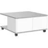 Image de Table Basse Mobile 70x70x35,5 Cm Béton Et Blanc Brillant Fmd