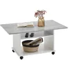 Image de Table Basse Avec Roulettes Gris Béton Et Blanc Fmd