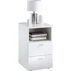 Image de Table De Chevet Avec 2 Tiroirs Blanc Brillant Fmd