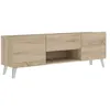 Image de CALICOSY - Meuble TV 2 portes 1 tiroir Brighton 2 - L140 cm x 465 cm - Chêne