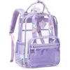 Image de Sac dos transparent violet pour enfants Cartable transparent en PVC pour fille pour lcole maternelle et couleurs multiple SAC A DOS