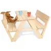 Image de Table en bois 4 places avec bancs avec dossier nicky naturel 201020