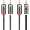 Image de GOOBAY Câble audio 2 RCA mâles gold nylon tressé 50cm