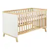 Image de Lit Bébé 70x140cm Hêtre Massif Clair Et Blanc Miami L 144 X H 86 X P 77 Cm