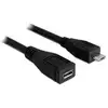 Image de Cable Usb 2.0 Micro-b Male Vers Usb 2.0 Micro-b Femelle Delock, 1 M, Noir