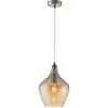 Image de Globo paso plafonnier suspendu en forme de dôme, nickel mat, abat-jour en verre ambré, 1 x e14