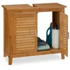 Image de Relaxdays Meuble de dessous de lavabo LAMELL 2 portes évier de salle de bain bambou & MDF 60 x 67 x 30 cm nature