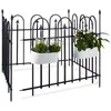Image de Clôture de jardin en métal lot 8 en fer forgé jardin terrasse bordure poteau 9 6 m 90 x 120 cm anthracite noir