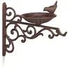Image de Relaxdays Abreuvoir en fonte mangeoire oiseaux jardin équerre mural porte bain oiseaux déco HxlxP: 24x28x14 cm marron