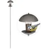 Image de Relaxdays Mangeoire à oiseaux Distributeur de graines en silo jardin ou balcon avec piquet H : 172 cm argenté
