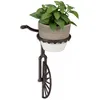 Image de Relaxdays Support pot de fleurs mural roue fonte décoration extérieur résistant aux intempéries Ø 13 cm brun foncé