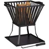 Image de Relaxdays Panier à feu XL avec tisonnier Brasero de jardin et terrasse avec emplacement bûches 56x565x45 cm noir