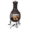 Image de Brasero - RELAXDAYS - brasero mexicain - rouge-bronze brossé - fonte et acier - gril bois & pare-étincelles