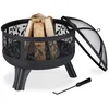 Image de Brasero - RELAXDAYS - HxD 60 x 60 cm - Pare-étincelles - Tisonnier inclus - Acier noir